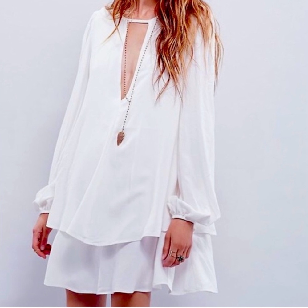 Free People Cream Long Sleeve Dress